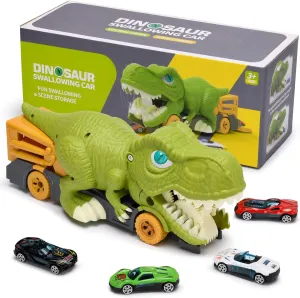 Dinosaur Car Swallowing Toy - Dinosaur Truck & 6 Mini Alloy Cars 6 Small Dino Eggs, Dinosaurs for Toddlers 1-3 Boys