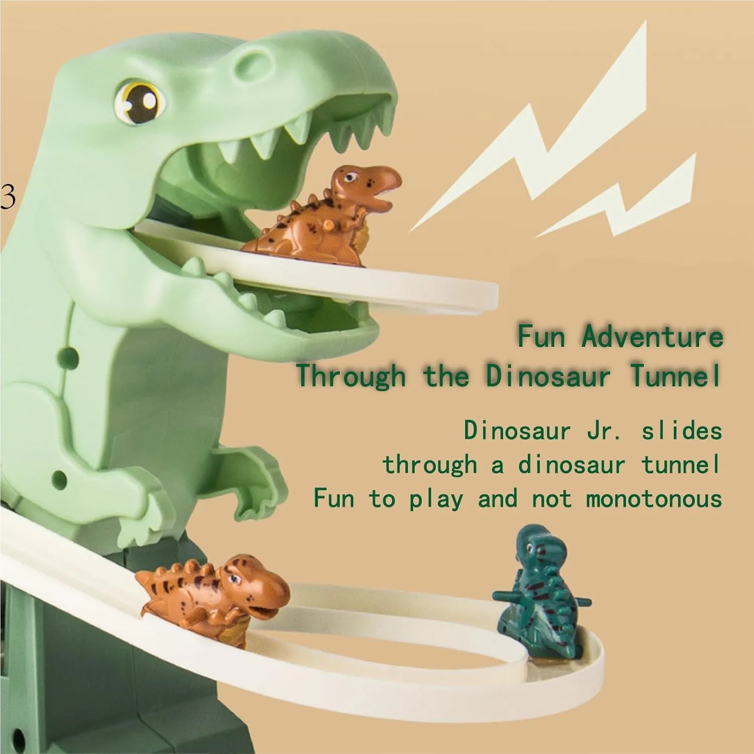 Dinosaur Climbing Stairs Toy, Dinosaur Climbing Slide Music Toy Chasing Race, Electric Dino Roller Coaster Game for Children's Gifts (3 Pcs Dinosaur  3 Pcs Duck)