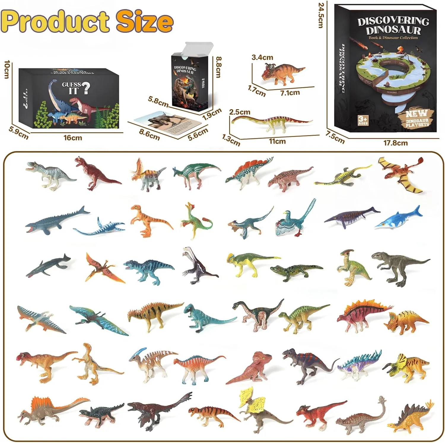 Dinosaur Toys Book with 50 PCS Different Dinosaurs Figures & Pokers,Interactive Perfect for Kids Dinosaurs Educational Toys for 3 4 5 6 7 8 12 Year Old Boys&Girls