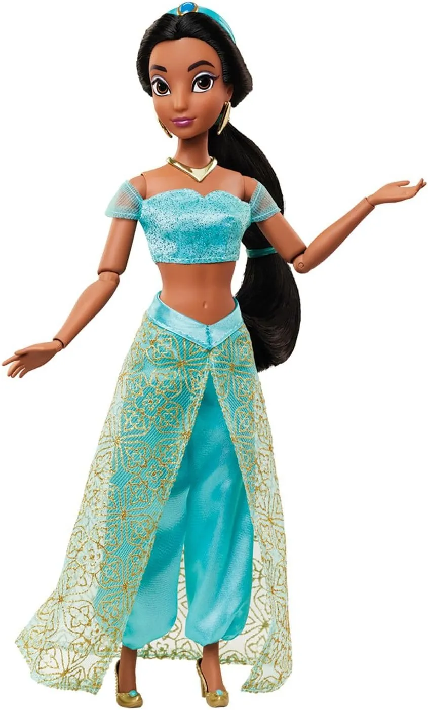 Disney Store Official Princess Story Doll (Jasmine from Aladdin) 11 Inches, Includes Coloring Book and Additional Dress, Princess Doll in Classic Outfit, Princess Toys for Girls