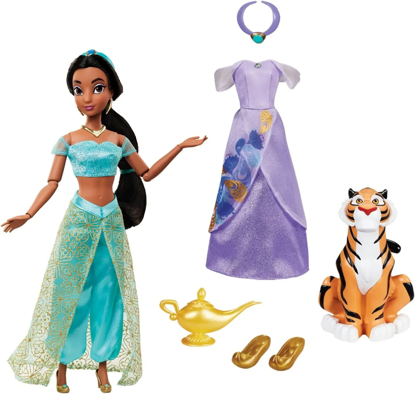 Disney Store Official Princess Story Doll (Jasmine from Aladdin) 11 Inches, Includes Coloring Book and Additional Dress, Princess Doll in Classic Outfit, Princess Toys for Girls