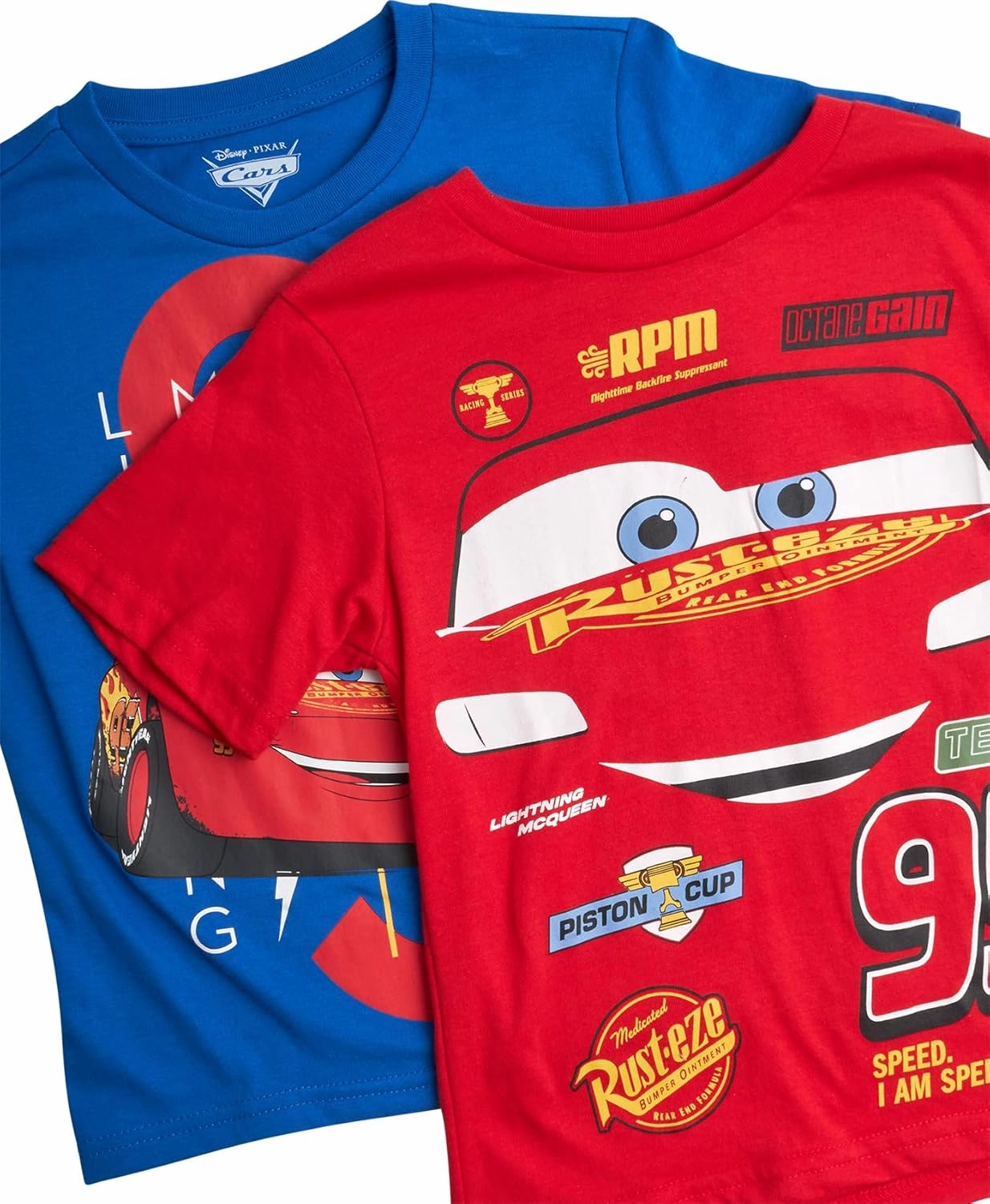 Disney Toddler Boys Graphic Tees - 2 Pack Cars Lightning McQueen Short Sleeve Crewneck Graphic T Shirt for Boys (Sizes: 2T-7)