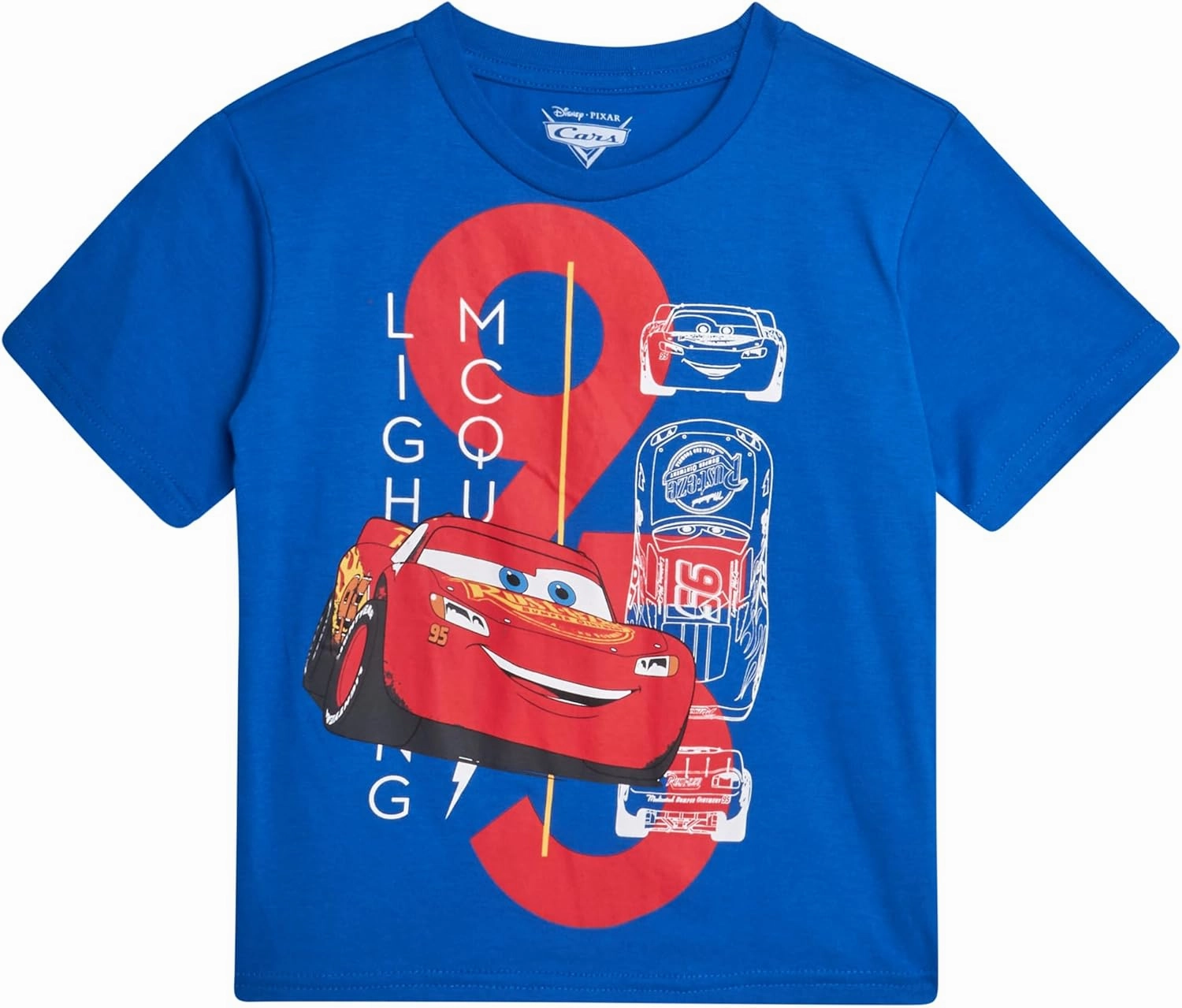 Disney Toddler Boys Graphic Tees - 2 Pack Cars Lightning McQueen Short Sleeve Crewneck Graphic T Shirt for Boys (Sizes: 2T-7)
