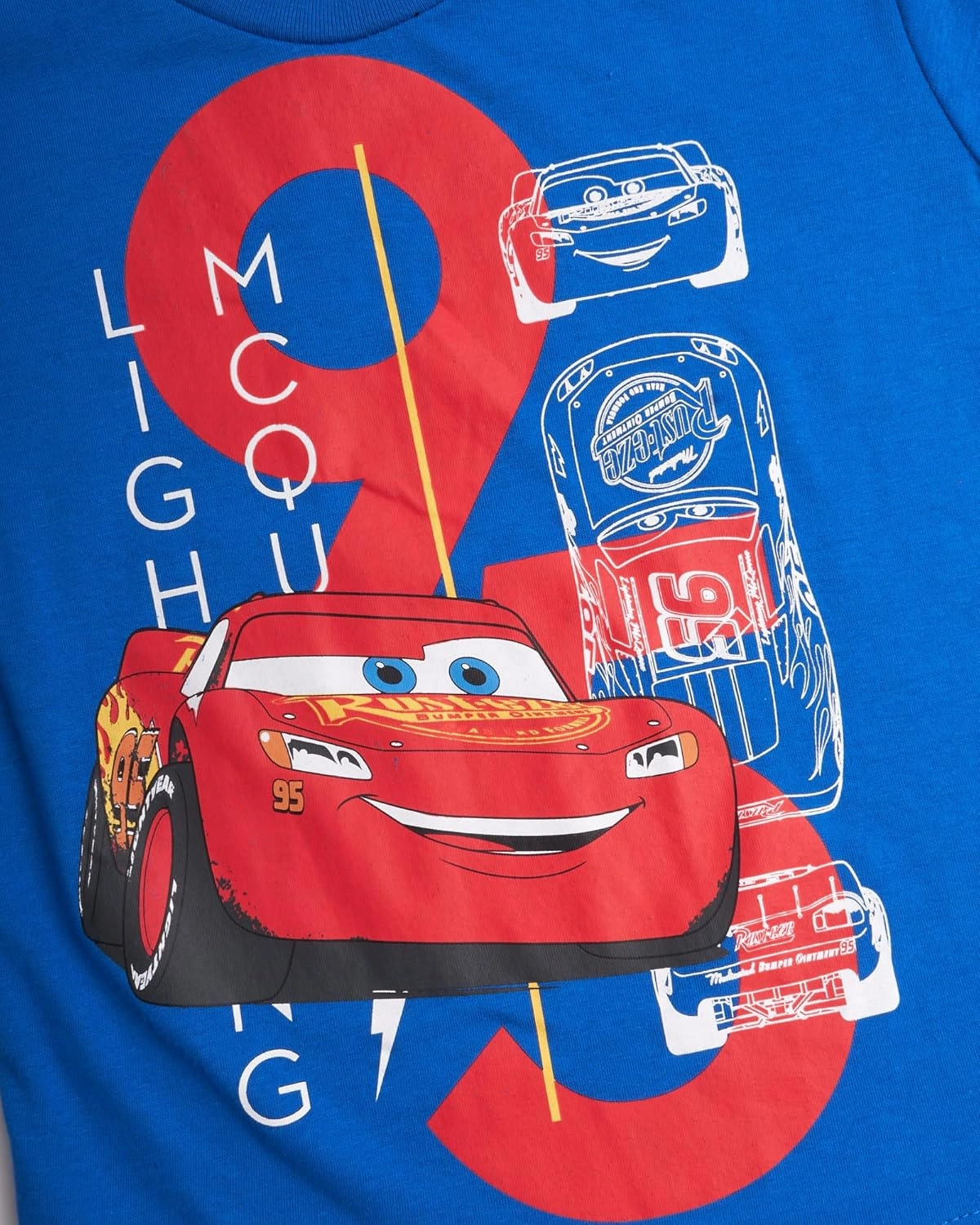 Disney Toddler Boys Graphic Tees - 2 Pack Cars Lightning McQueen Short Sleeve Crewneck Graphic T Shirt for Boys (Sizes: 2T-7)