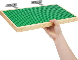 Display Shelves for Building Bricks 48X24 Stud Base Plate Wooden Wall Mount Shelf Display for Wall Compatible with All Toy Block Brands (Size 16X8 Inch) (2, Green)