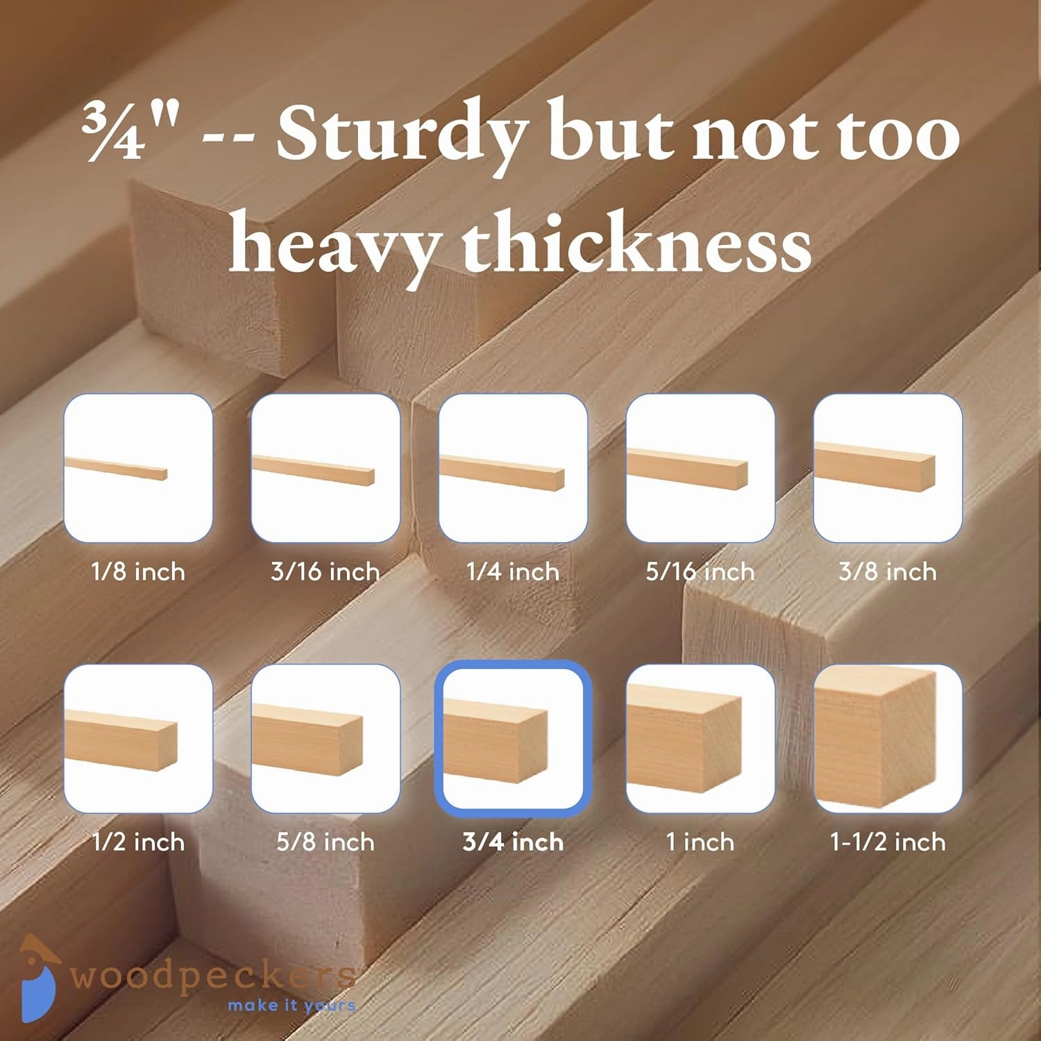 DIY Wooden Square Dowel Rod 3/4-inch x 36 Pack of 5 Hobby Wood Sticks for Crafts, Wood Trim & Architecture Model Making, by Woodpeckers