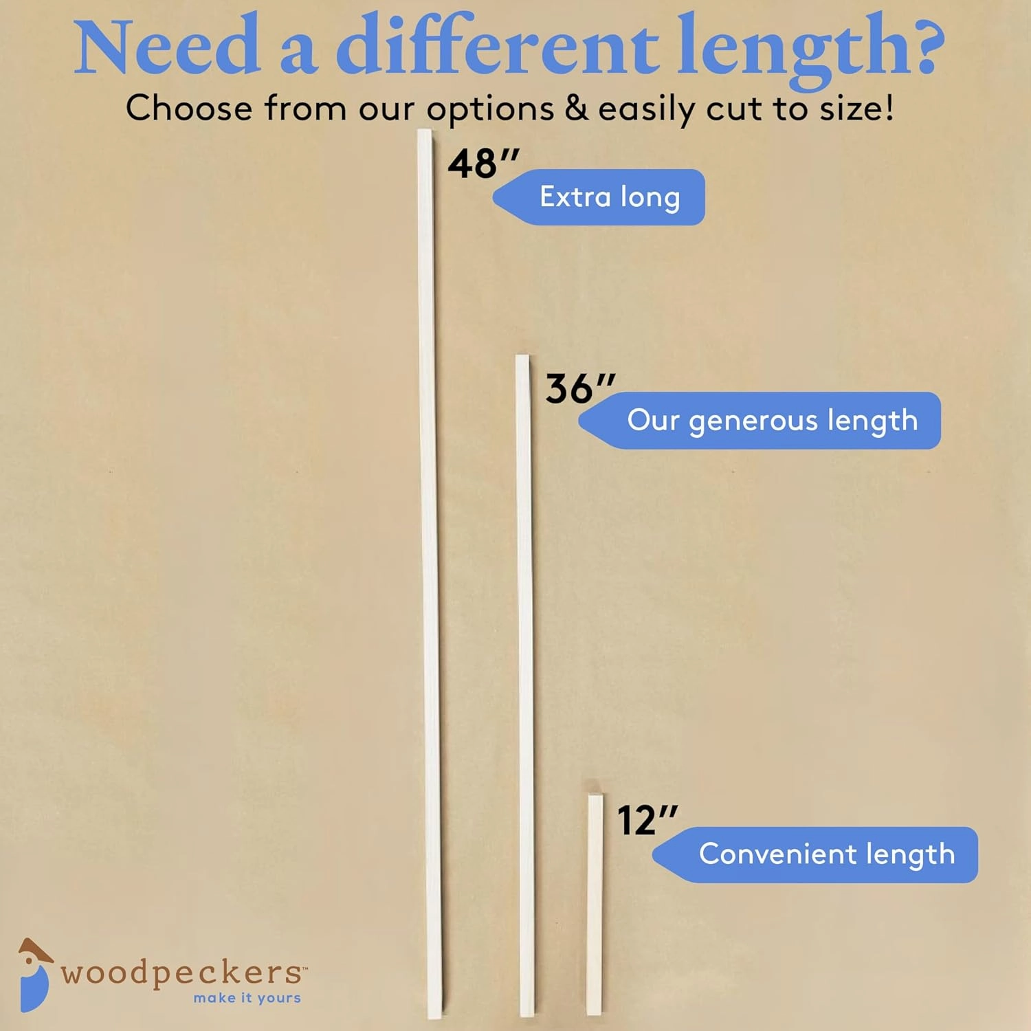 DIY Wooden Square Dowel Rod 3/4-inch x 36 Pack of 5 Hobby Wood Sticks for Crafts, Wood Trim & Architecture Model Making, by Woodpeckers