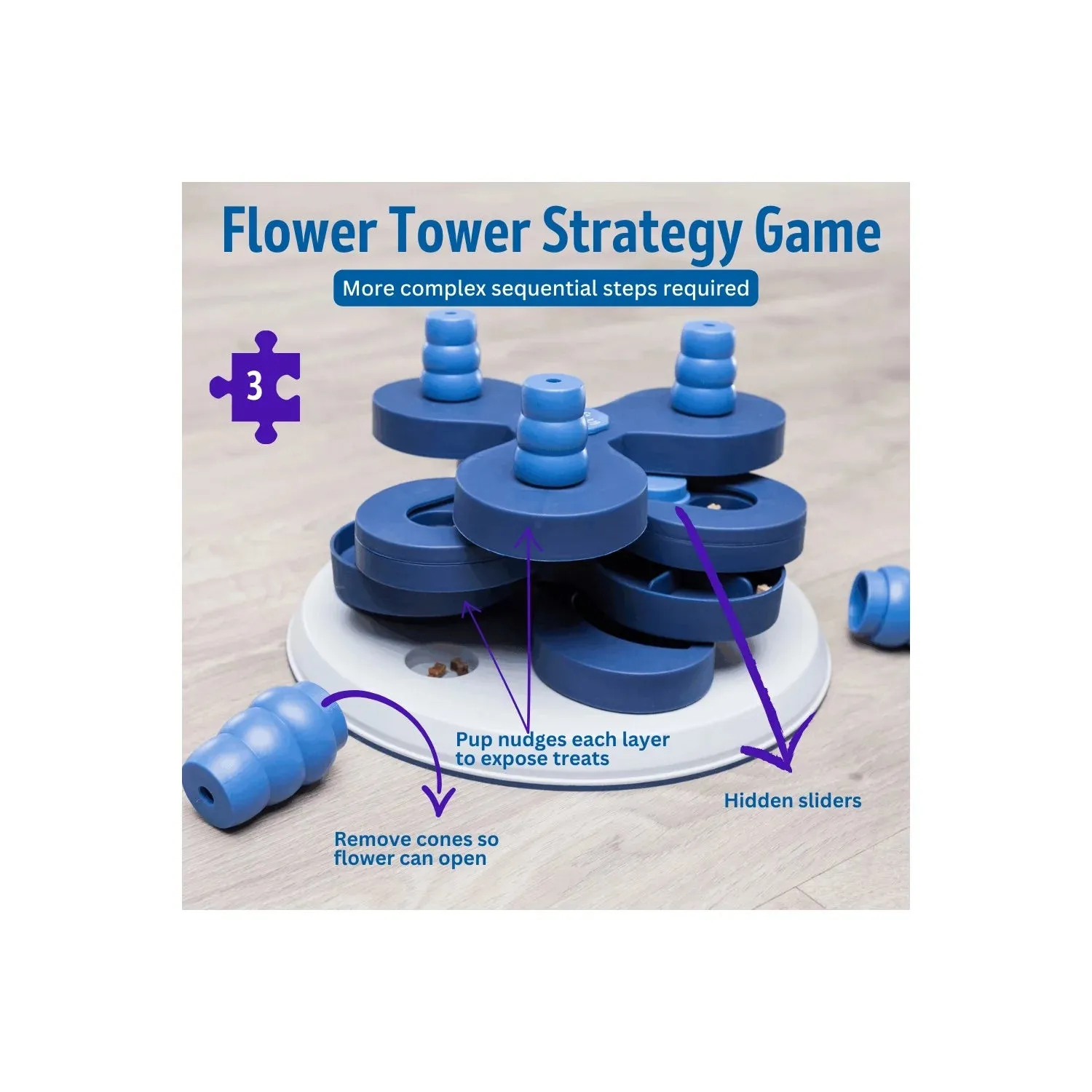 Dog Activity Poker Box 1 Strategy Game, Level 2 Dog Puzzle Toy, Treat Dispenser