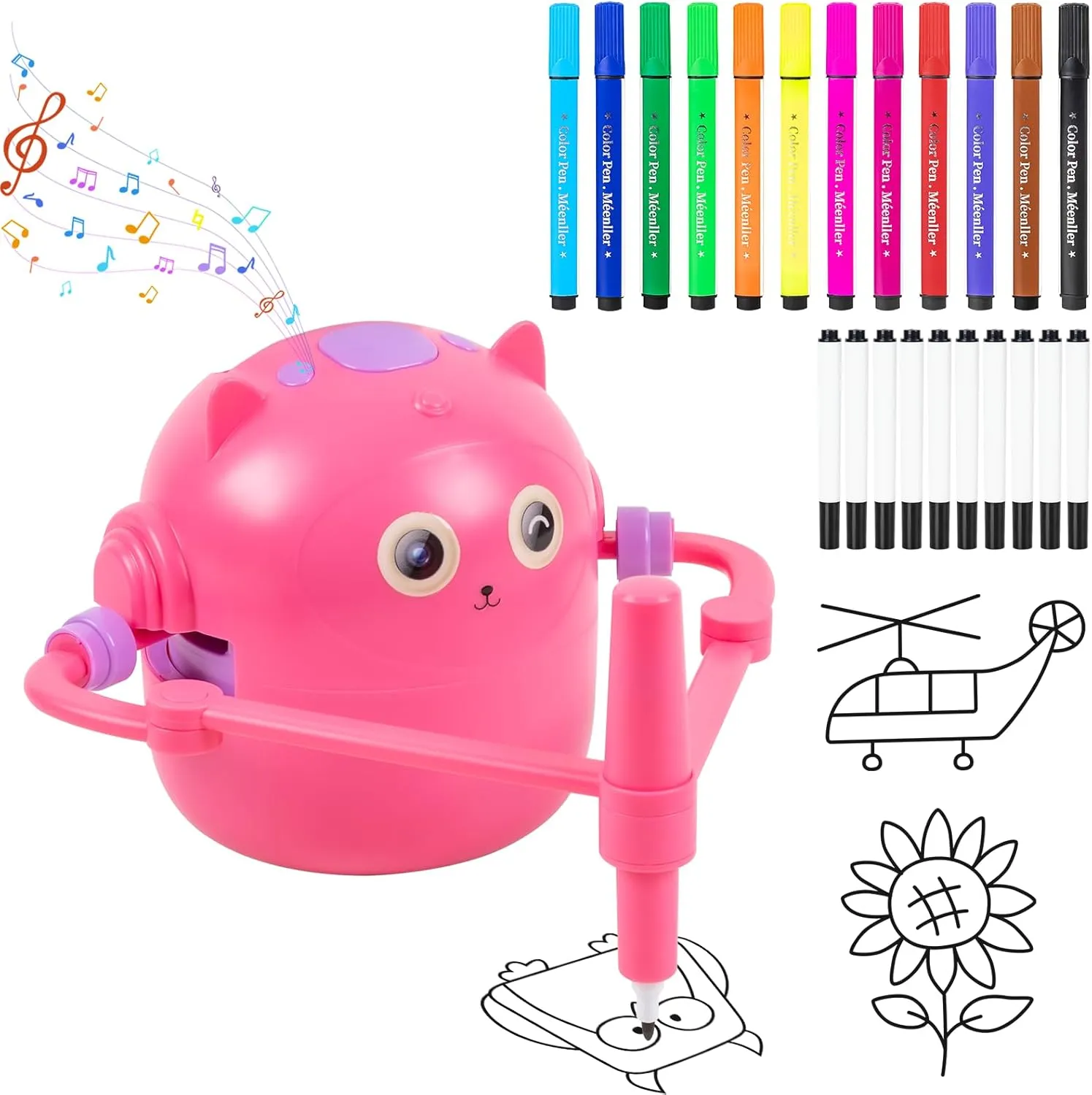 Drawing Robot for Kids, Interactive Educational Drawing Robot, Magic Painting Robot Toy with 100 Word Cards & 16 Color Pens for Girls and Boys Age 3  (Pink)