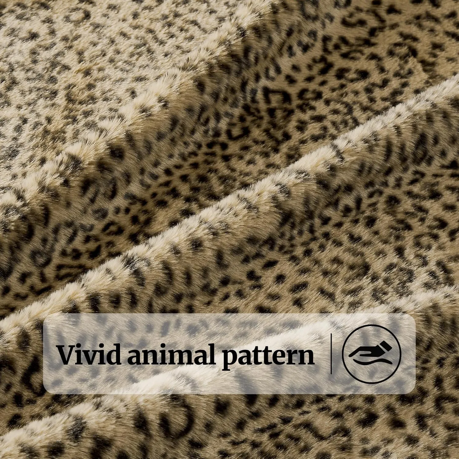 DREAMNINE Luxury Leopard Print Faux Rabbit Fur Blanket for Couch 50" x 60", Decorative Soft Cozy Fluffy Cheetah Microfiber Blankets,Warm Blanket for Winter, Animal Print Thick Fuzzy Lap Blankets, Tan