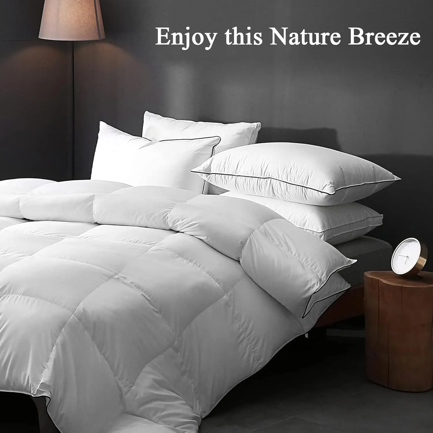 DWR Goose Feather Down Core Pillow Surrounded by Polyester 2 Pack, 100% Organic Cotton Covered, Medium Support, Queen Size Bed Pillow Inserts(20x30, Set of 2)