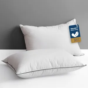 DWR Goose Feather Down Core Pillow Surrounded by Polyester 2 Pack, 100% Organic Cotton Covered, Medium Support, Queen Size Bed Pillow Inserts(20x30, Set of 2)