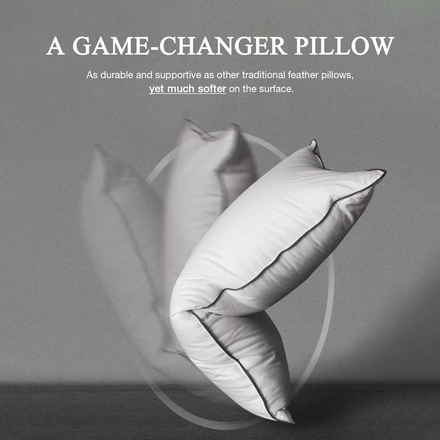 DWR Goose Feather Down Core Pillow Surrounded by Polyester 2 Pack, 100% Organic Cotton Covered, Medium Support, Queen Size Bed Pillow Inserts(20x30, Set of 2)