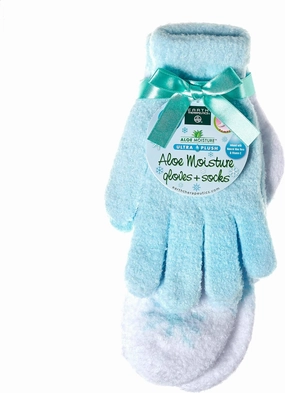 Earth Therapeutics Aloe Gloves/Socks Combo Set - Blue Snow (1 Pair Gloves / 1 Pair Socks)