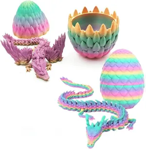 Easter Dragon Eggs with Dragon Inside, Small Mystery Dragon Egg 3D Printed Easter Eggs with Toys, Perfect Basket Essentials Stuffers, Articulated Crystal Dragomans for Kid Boy(2pc(Pink Natural))