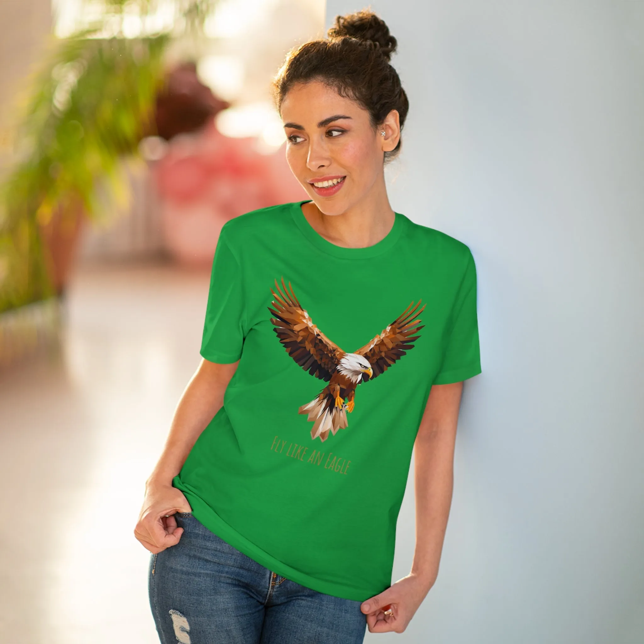 Eco-Friendly Geometric Eagle T-Shirt: "Fly Like An Eagle"