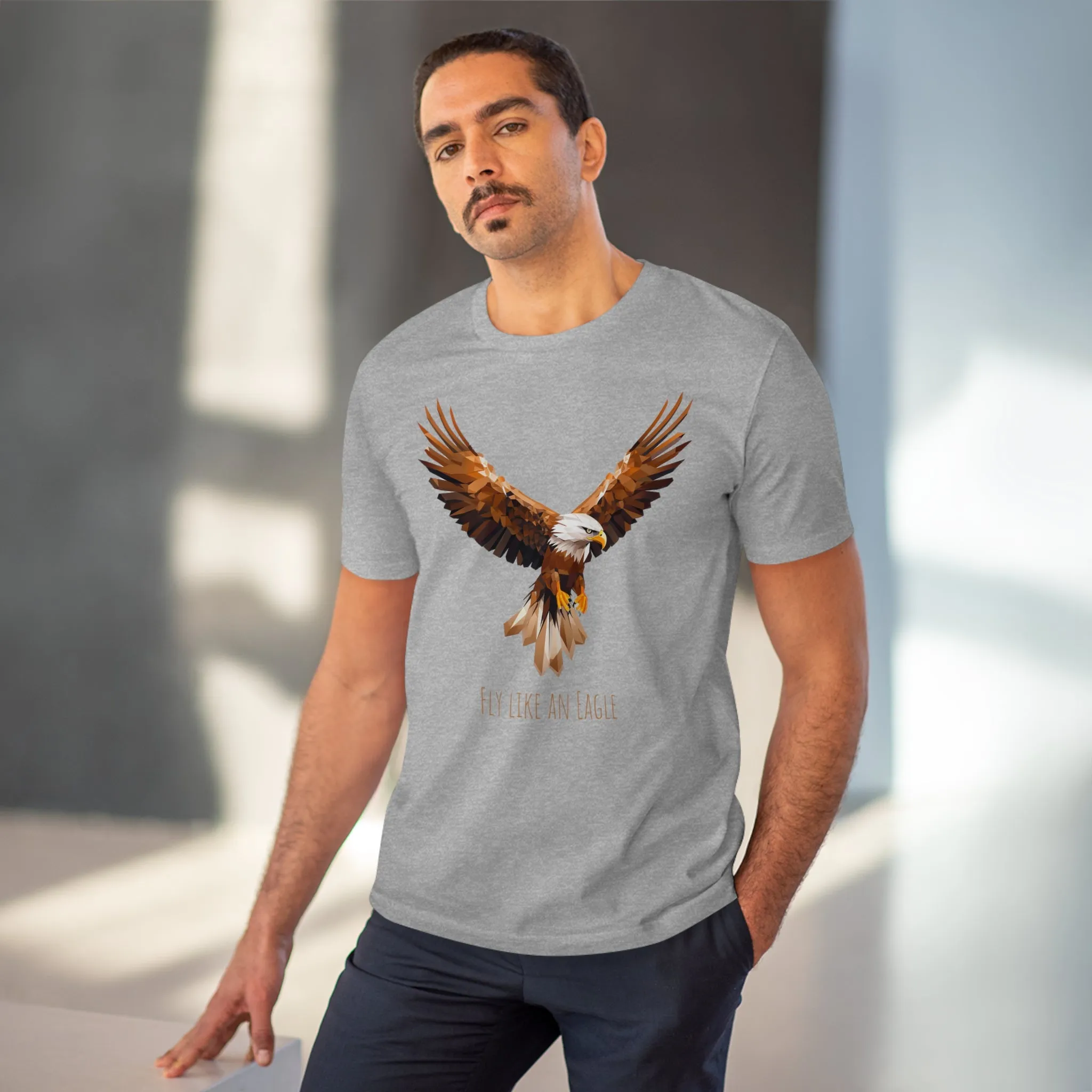 Eco-Friendly Geometric Eagle T-Shirt: "Fly Like An Eagle"