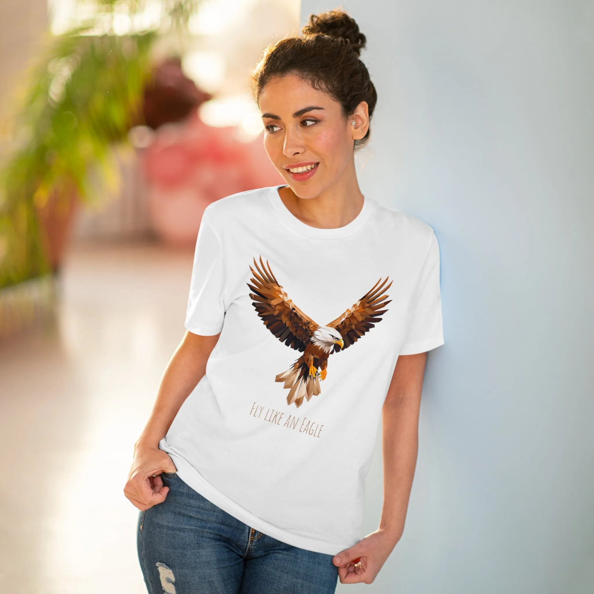 Eco-Friendly Geometric Eagle T-Shirt: "Fly Like An Eagle"