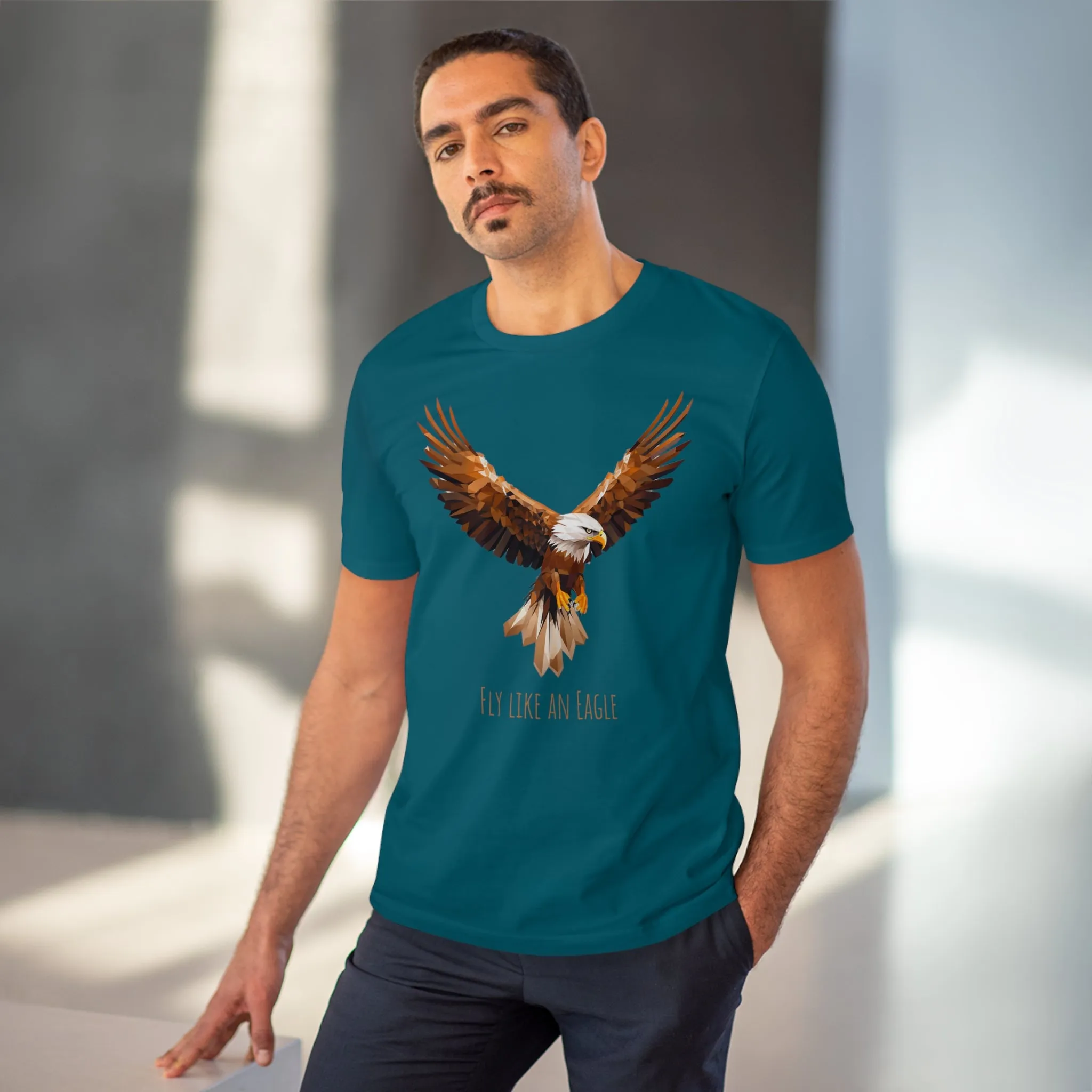 Eco-Friendly Geometric Eagle T-Shirt: "Fly Like An Eagle"