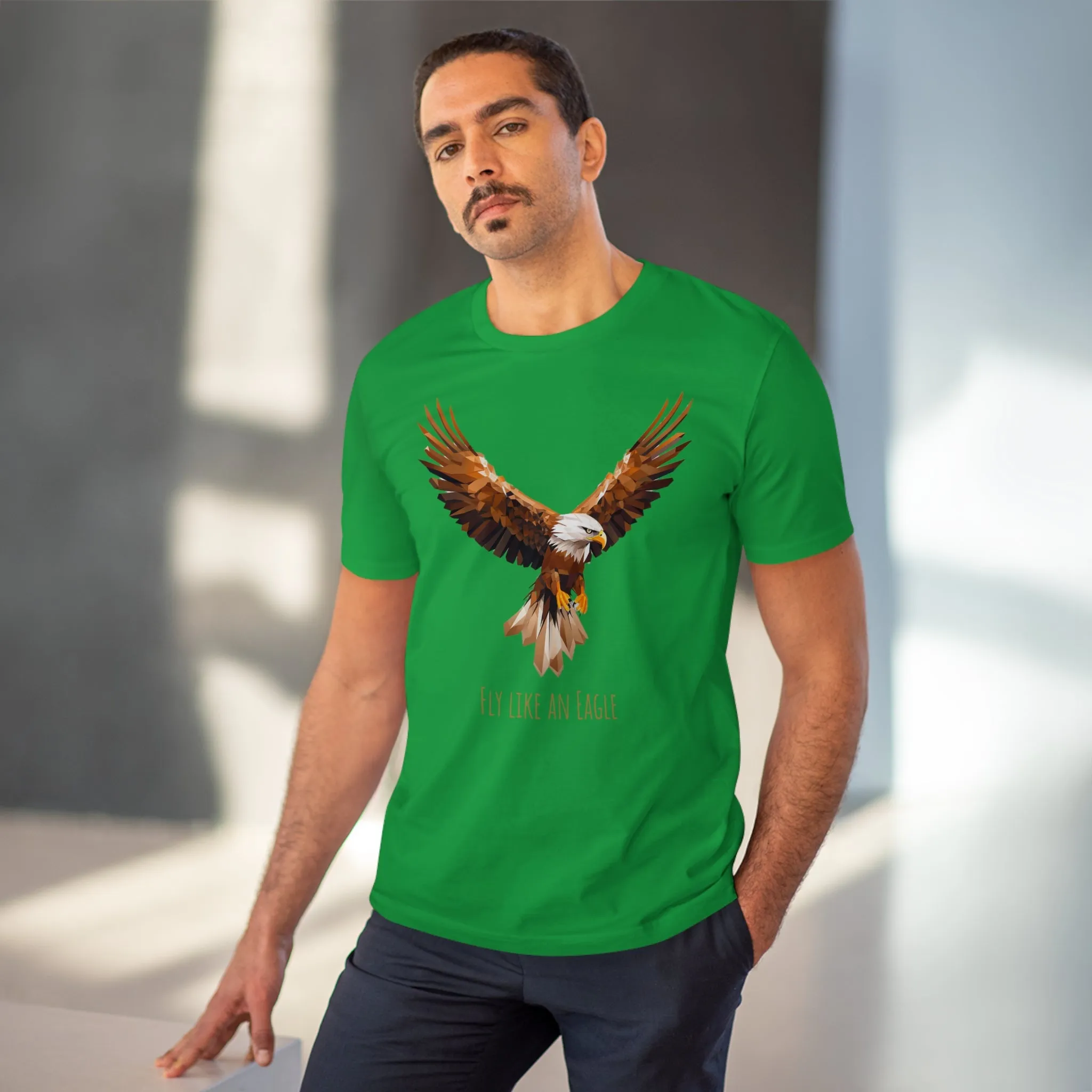 Eco-Friendly Geometric Eagle T-Shirt: "Fly Like An Eagle"
