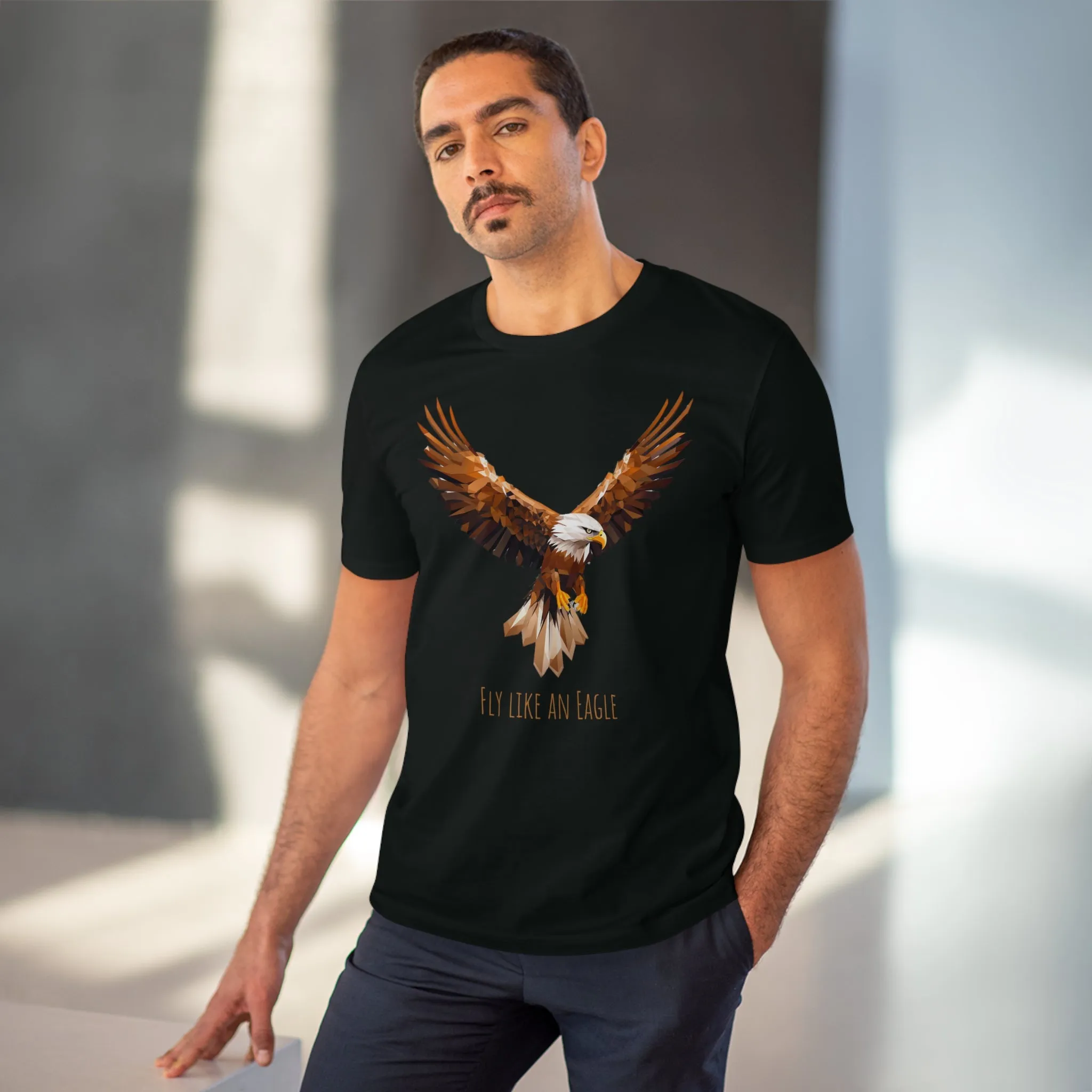 Eco-Friendly Geometric Eagle T-Shirt: "Fly Like An Eagle"