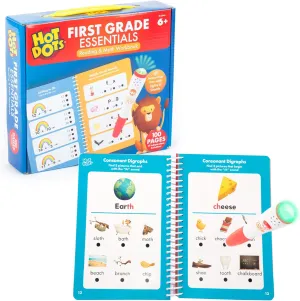 Educational Insights Hot Dots First Grade Essentials: Reading & Math Workbook - 1st Grade Workbooks with Interactive Pen, Homeschool Learning Activities, Build Reading Fluency and Math Skills, Ages 6 