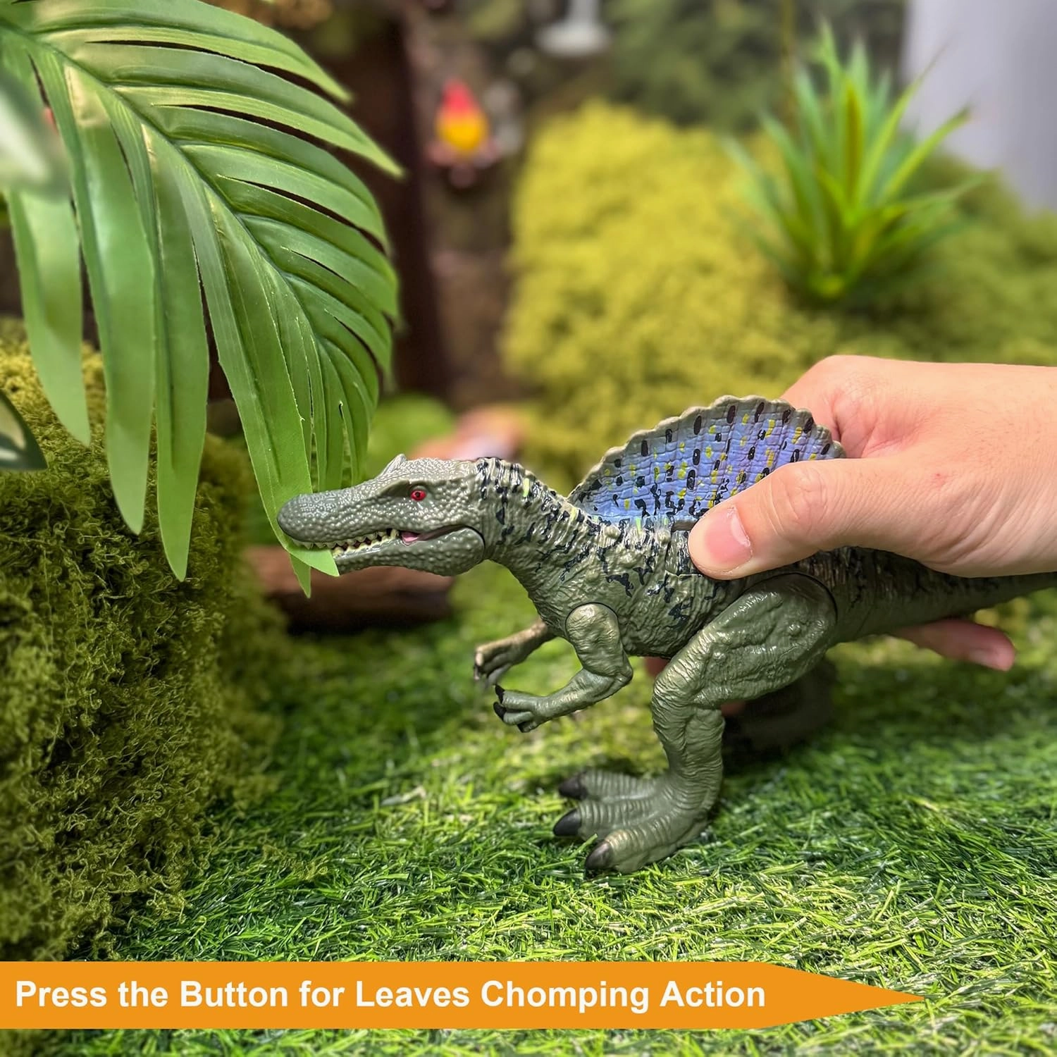 EKU Dinosaur Toys Chomp Action Mosasaurus Spinosaurus Toy, Movable Head Attack Motion Parasaurolophus Realistic Dino Action Figures for Kids Jurassic World Toys Ages 3-12 Boys Girls