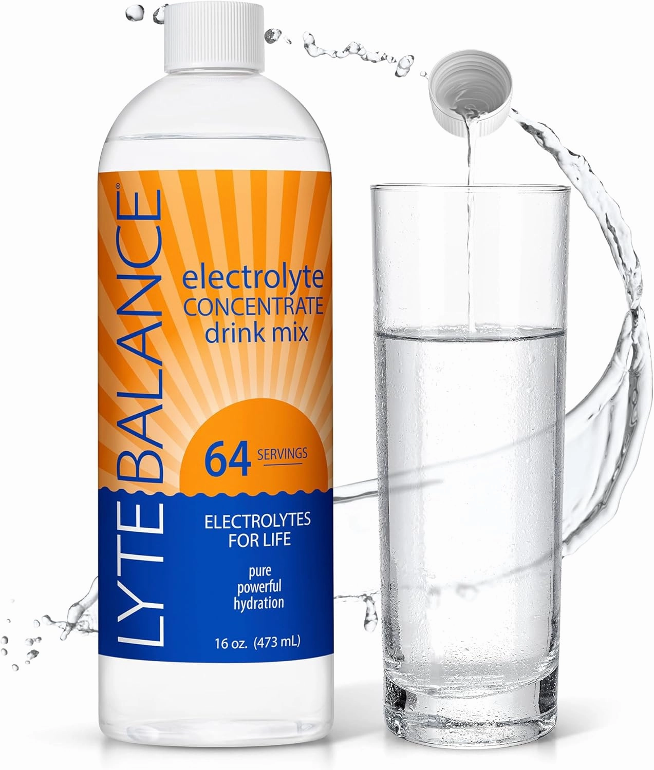 Electrolye Concentrate | Liquid Electrolytes Drink Mix w/Sodium, Potassium & Magnesium | Daily Hydration, Muscle Recovery, Immune Support, Rehydration | Keto, No Sugar (64 Servings)