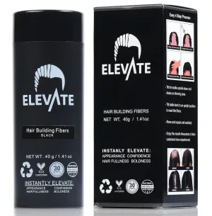ELEVATE Hair Fibers for Thinning Hair Large Size 40g Bottle - 100% Natural Undetectable Keratin Fibers to Instantly Fill in Thinning Balding Loss Area Fuller in 30 Seconds Men & Women (Black)