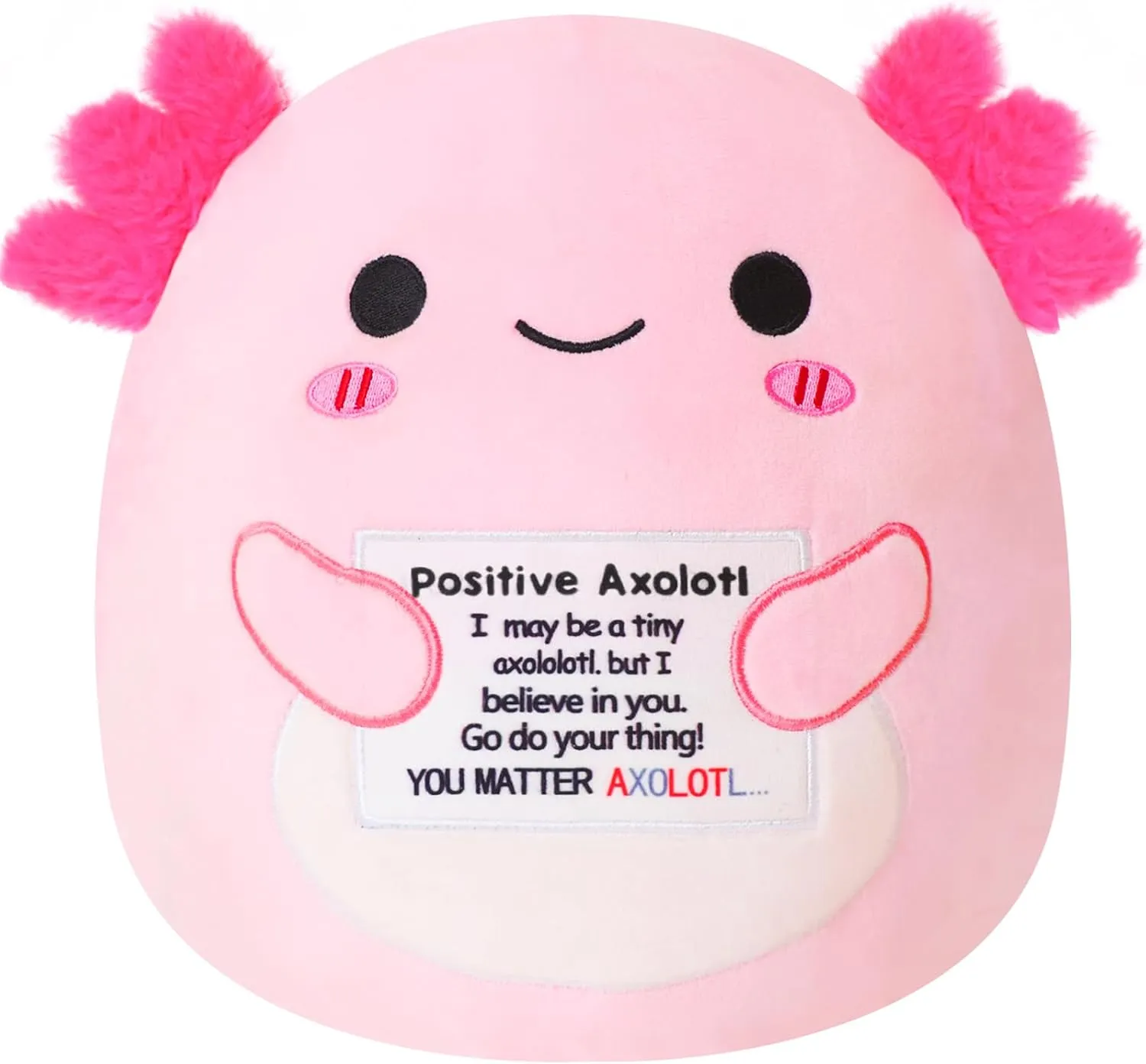 Emotional Support Axolotl, Cute Axolotl Stuffed Animal, Plush Doll Funny Reduce Pressure Toy Cheer Up Gifts for Girls Boys Party Decor 10"