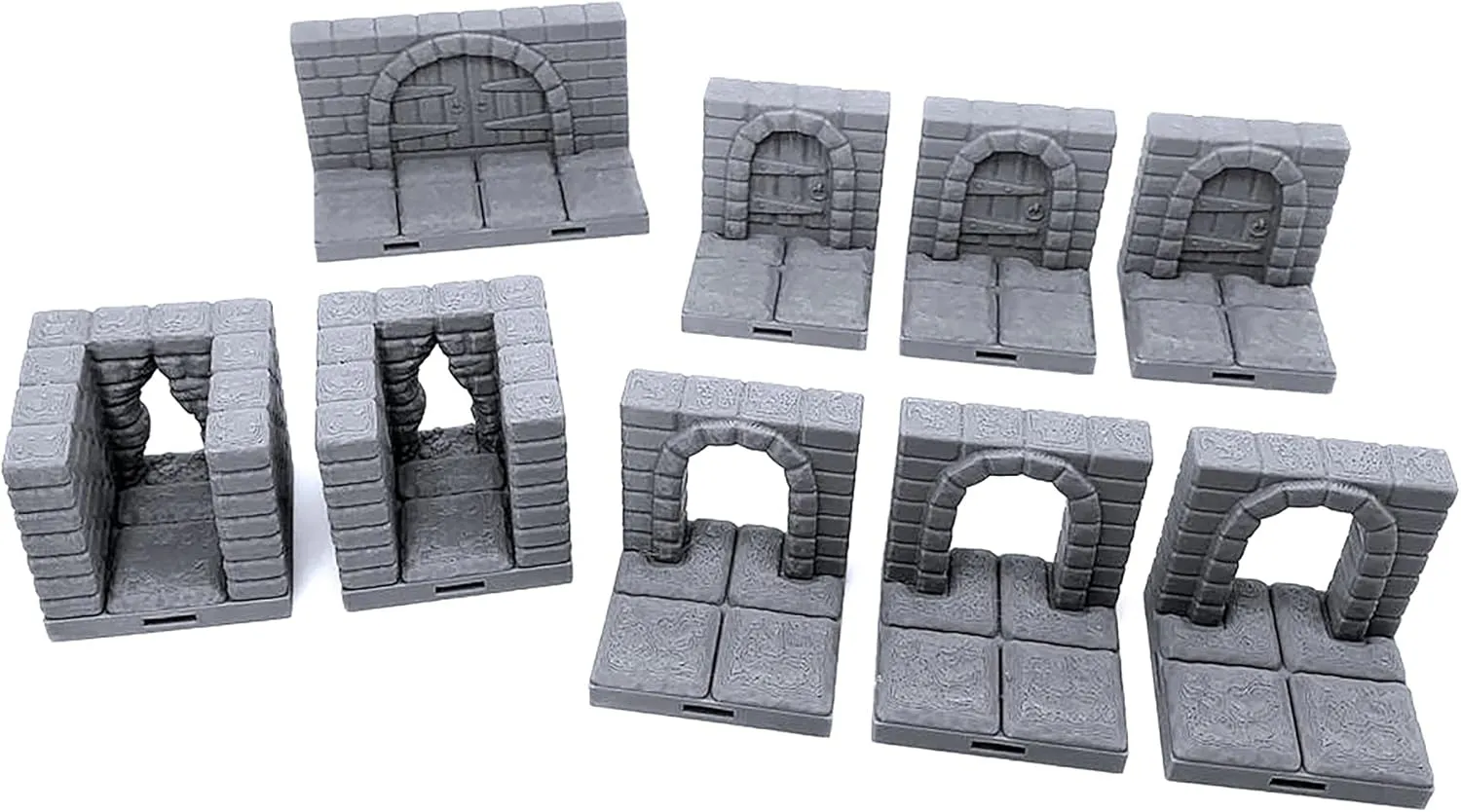 EnderToys Locking Dungeon Tiles - Doors & Entryways, Terrain Scenery Tabletop 28mm Miniatures Role Playing Game, 3D Printed Paintable