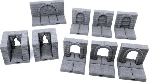 EnderToys Locking Dungeon Tiles - Doors & Entryways, Terrain Scenery Tabletop 28mm Miniatures Role Playing Game, 3D Printed Paintable