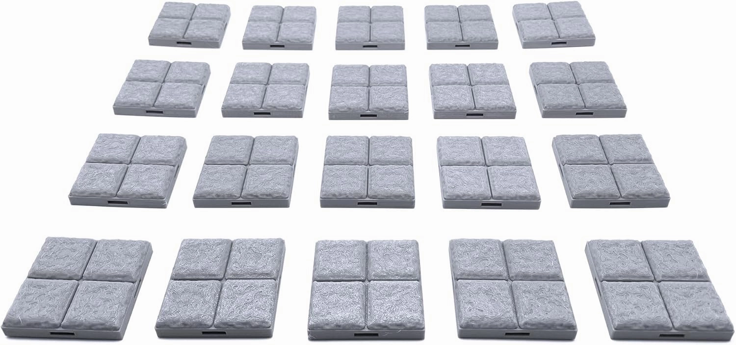 EnderToys Locking Dungeon Tiles - Floor Tiles (20x Pieces), Terrain Scenery Tabletop 28mm Miniatures Role Playing Game, 3D Printed Paintable