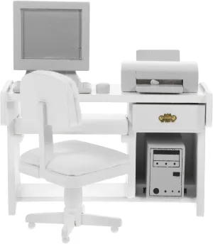 ERINGOGO 1 Set Office Scene Props Dollhouse Mini Laptop Mini Computer Model Dollhouse Office Desk Miniature Computer Desk Dollhouse Miniature Computer Wood Child Furniture