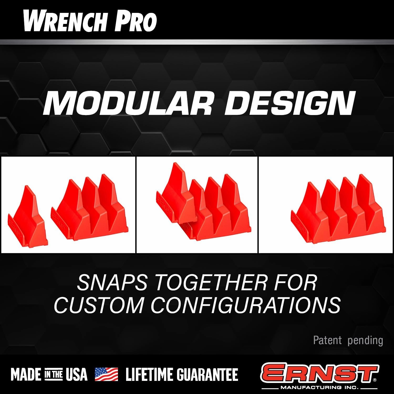 Ernst Manufacturing Wrench Pro - Modular Wrench Organizer for 40 Tools with Magnetic Base - Made in the USA