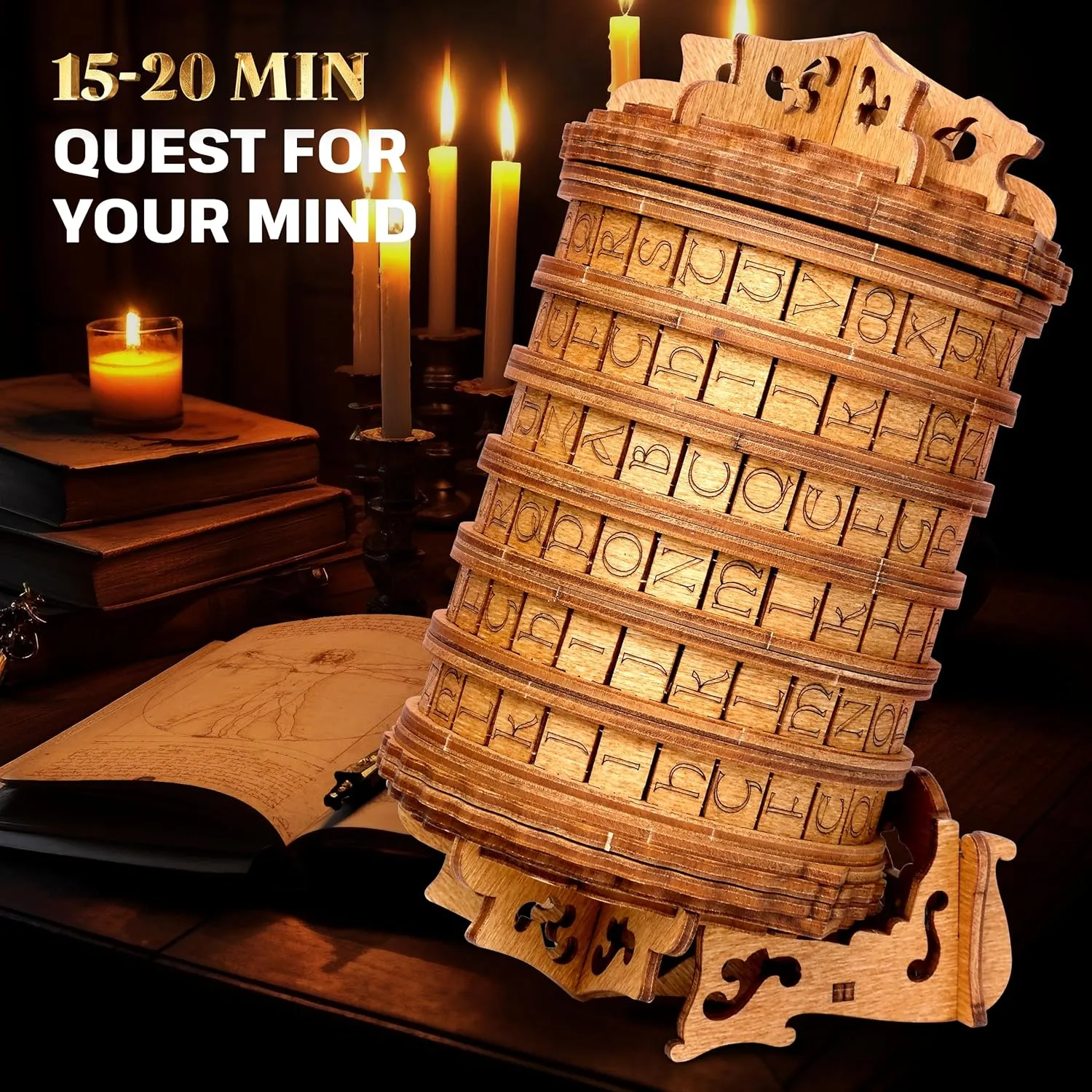 ESC WELT Cryptex - Unique Birch Wood Secret Gift Wrapper - Eco-Friendly 3D Puzzle - Interactive Brainteaser - Money Gift Box with Hidden Compartment