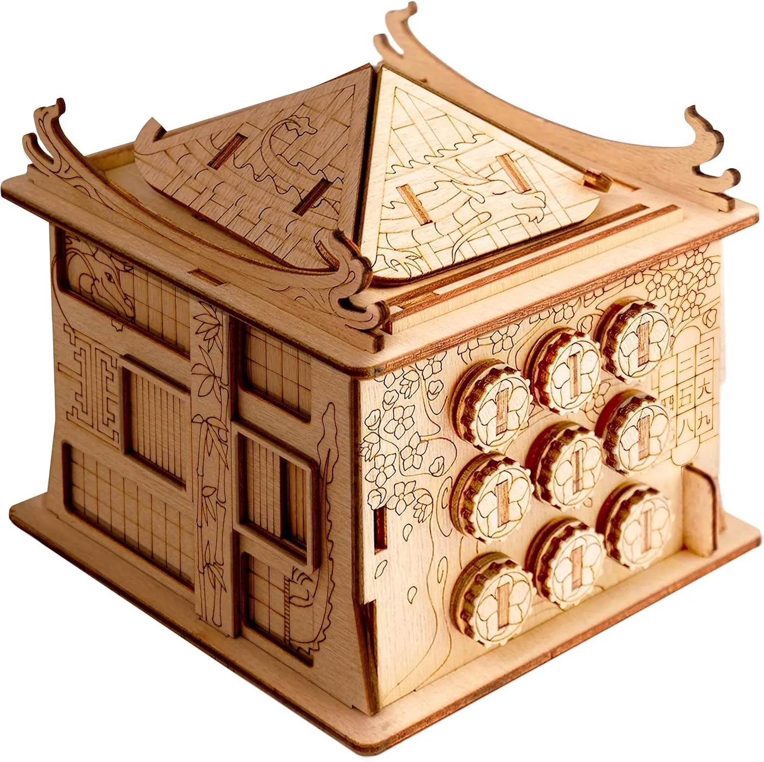 ESC WELT House of Dragon 3D Escape Puzzle Box - Brain Teaser for Adults & Teens - Wooden Escape Room Game with Hidden Compartment