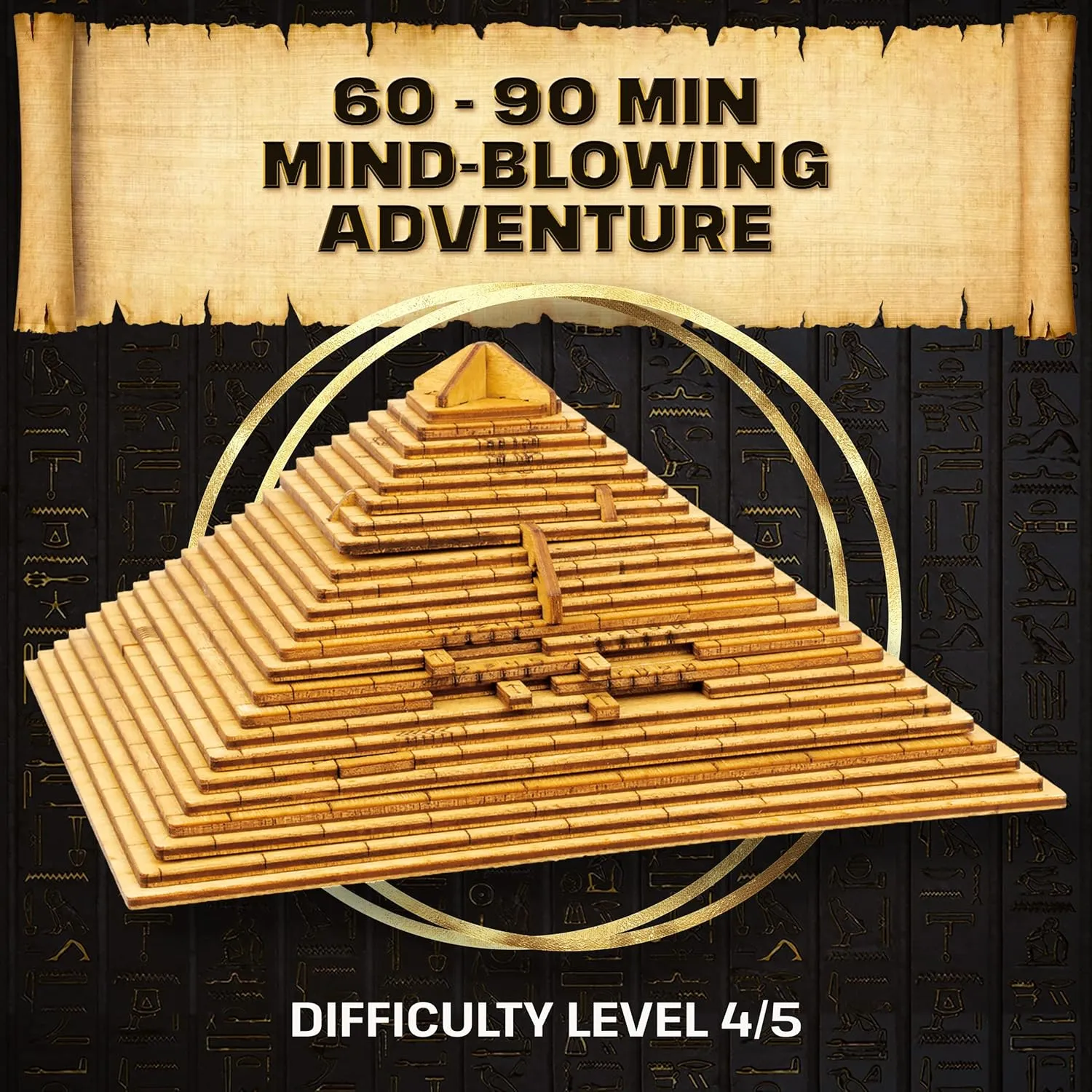 ESC WELT Quest Pyramid Puzzle Box - Escape Room in a Box - Brain Teaser Puzzle for Adults & Teenagers - Puzzle Box with Hidden Compartment - 3D Puzzle for Adults - Wooden Puzzle for Family Games