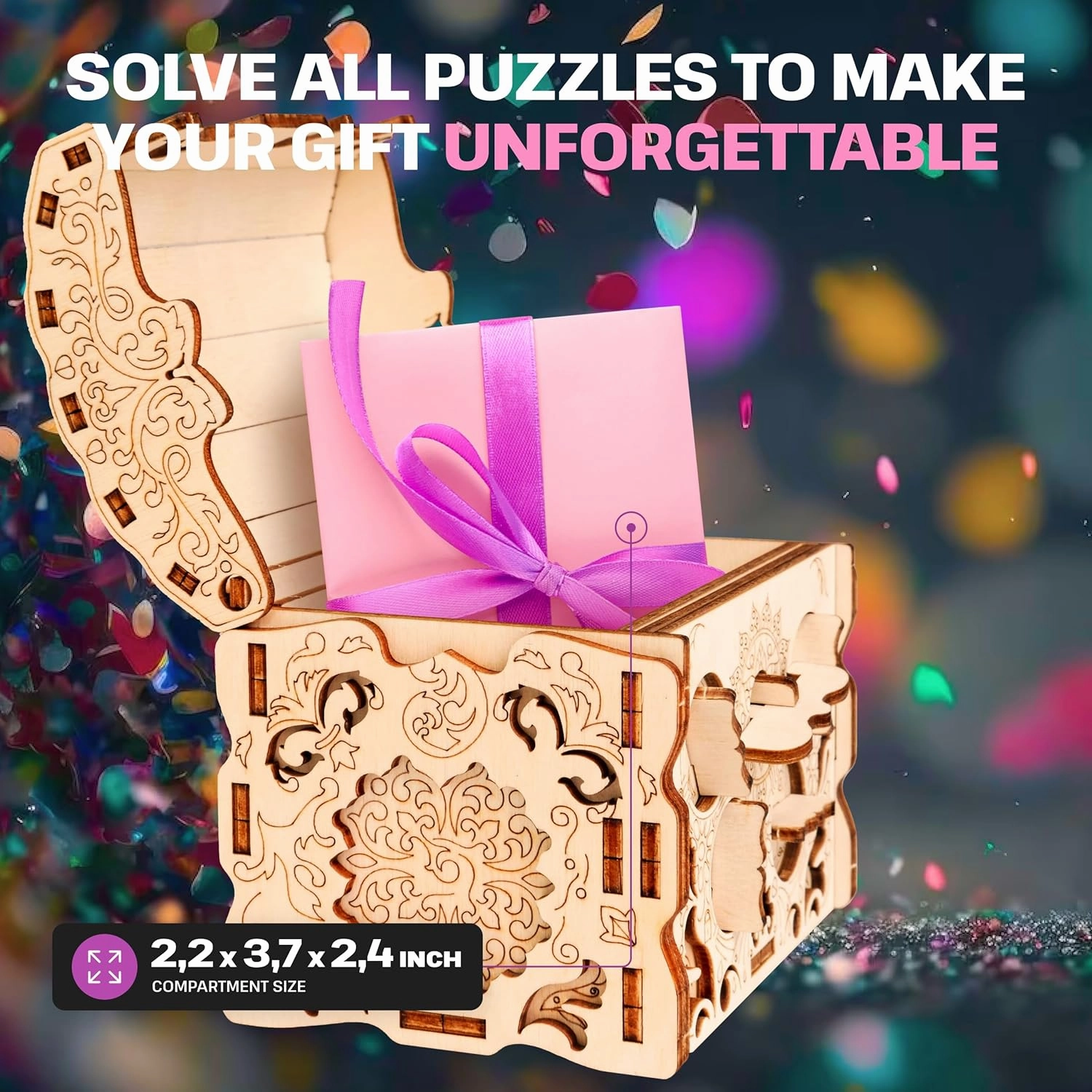 ESC WELT Secret Treasure Box 3D Wooden Puzzle - 3-In-1 Game, Gift Box for Money, Vouchers & Cards - Teenagers & Adults