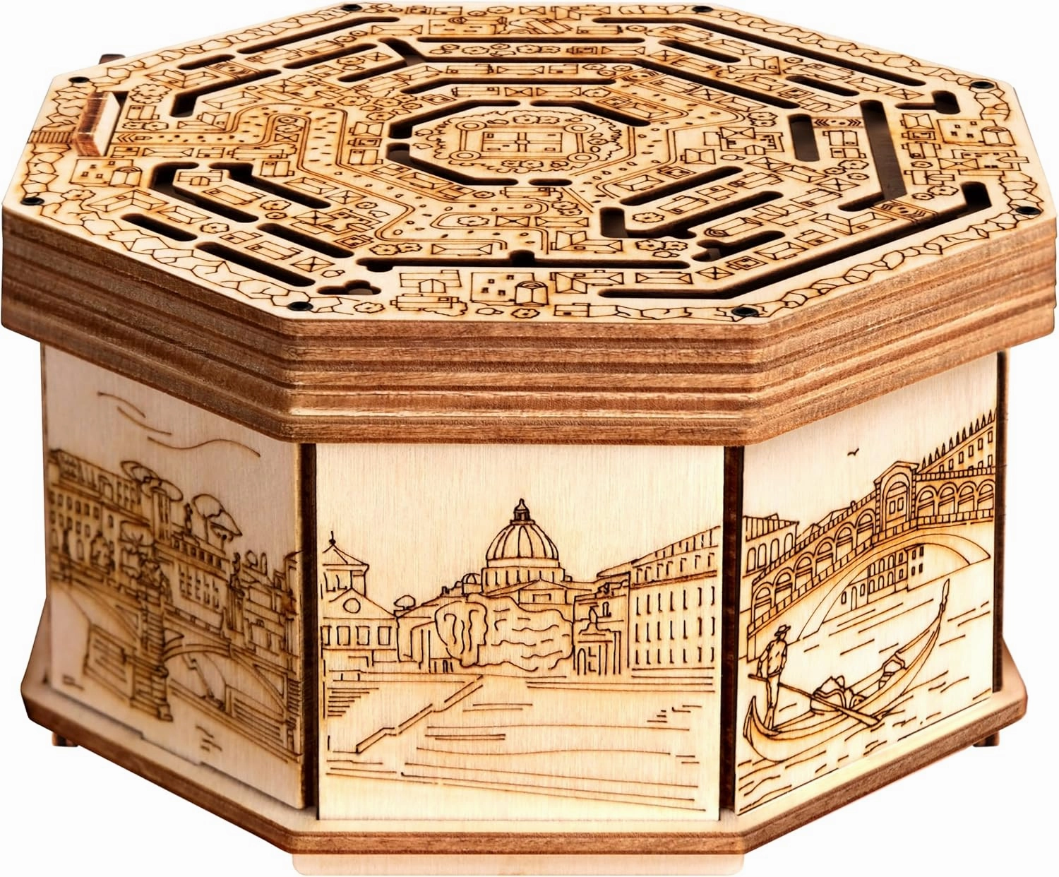 ESC WELT Wooden Secret Maze Box - Creative Gift Box for Money, Vouchers, Gift Cards - 3D Wooden Box Game - Gift Box Riddle Game - Gift Box for Teens and Adults - 3D Wooden Puzzle