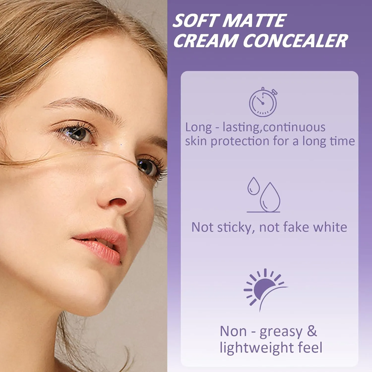 Evanesce Soft Matte Cream Concealer, Waterproof Foundation, Full Coverage, Hydrating Long-Lasting Concealer (#01 Ivory White)