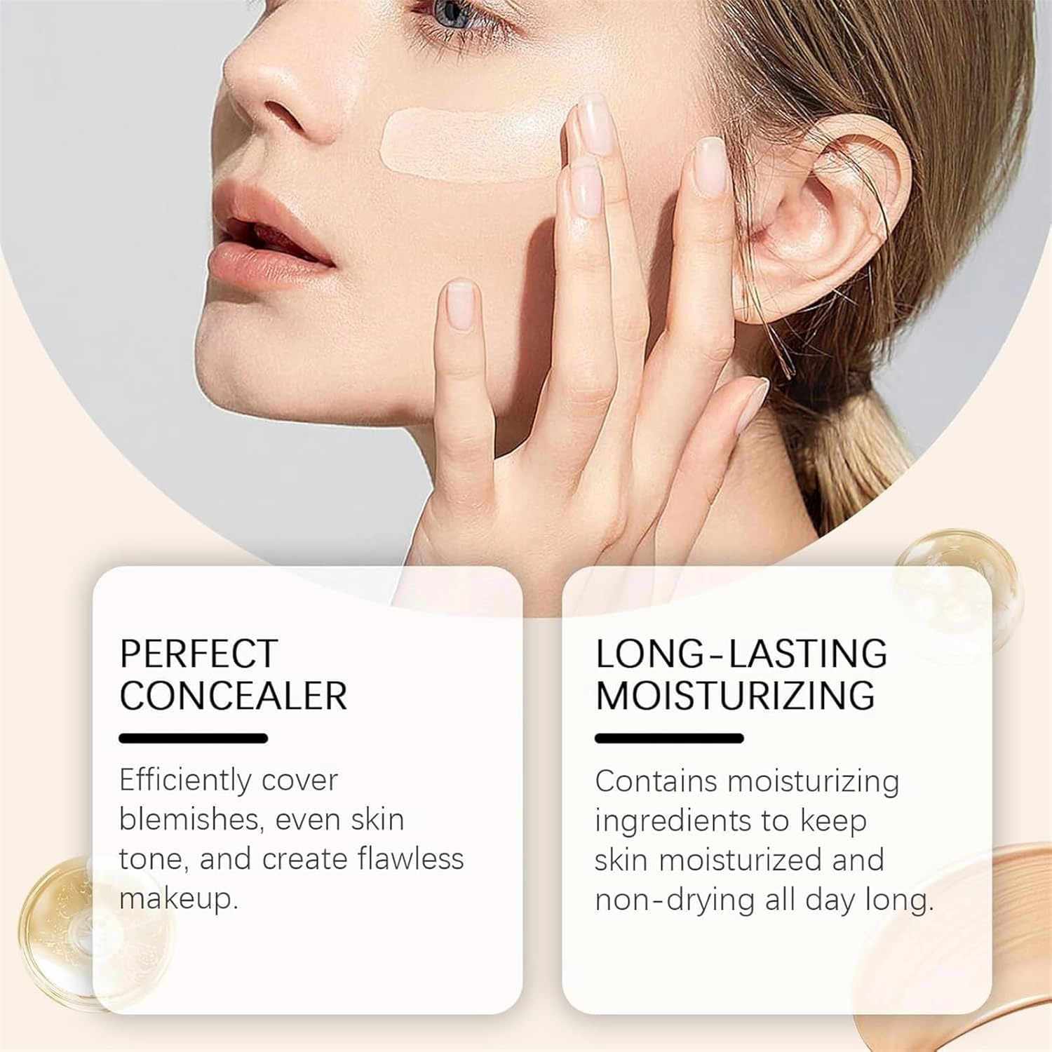Evanesce Soft Matte Cream Concealer, Full Coverage, Waterproof Foundation, Hydrating Long-Lasting, Long Lasting Moisturizing Lightweight for All Skin (2*#02)