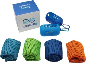 Evapor8 Cooling Towels - Instant Heat Relief & Sweat Towel - Reusable Gym Towel for Men & Women - Advanced Cooling Technology UPF 50 Sun Shield - Set of 4 (40” x 12”)