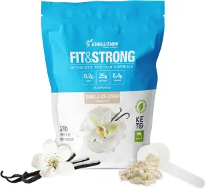 Evolution Advance Nutrition Fit & Strong - Pure Whey Protein Powder with BCAA, 100% Grass-Fed, Quick Absorbing and Fast Digesting for Optimal Muscle Recovery, Natural Flavor – 2 Pounds (Vanilla)