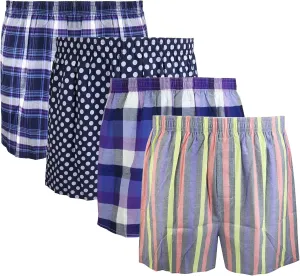 Falari 4-Pack Men's Boxer Underwear 100% Cotton Premium Quality