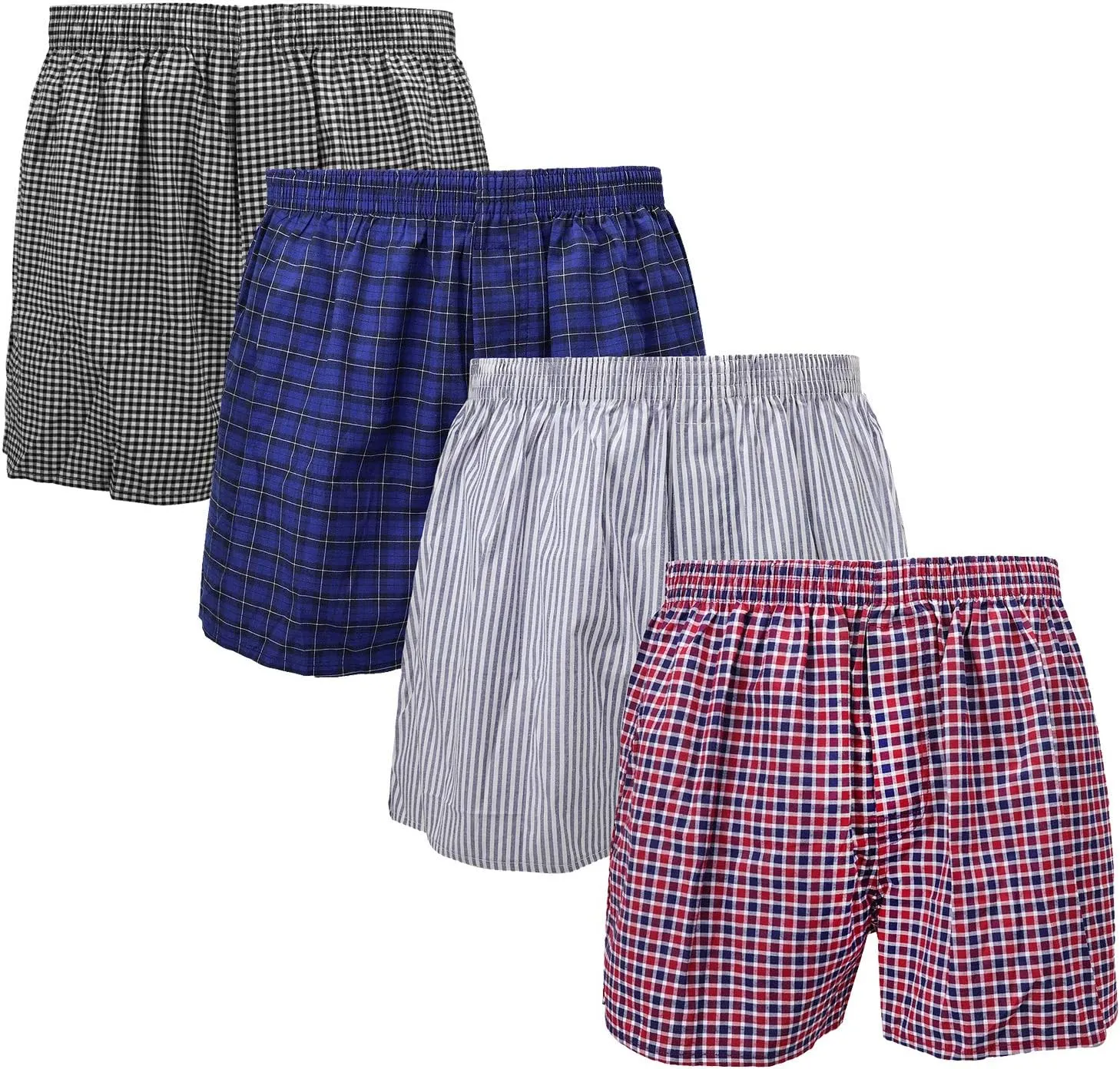 Falari 4-Pack Men's Boxer Underwear 100% Cotton Premium Quality
