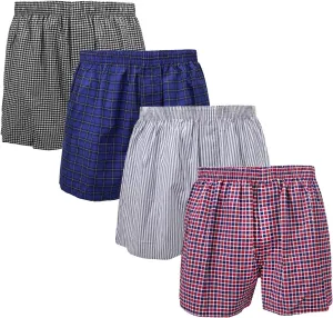 Falari 4-Pack Men's Boxer Underwear 100% Cotton Premium Quality