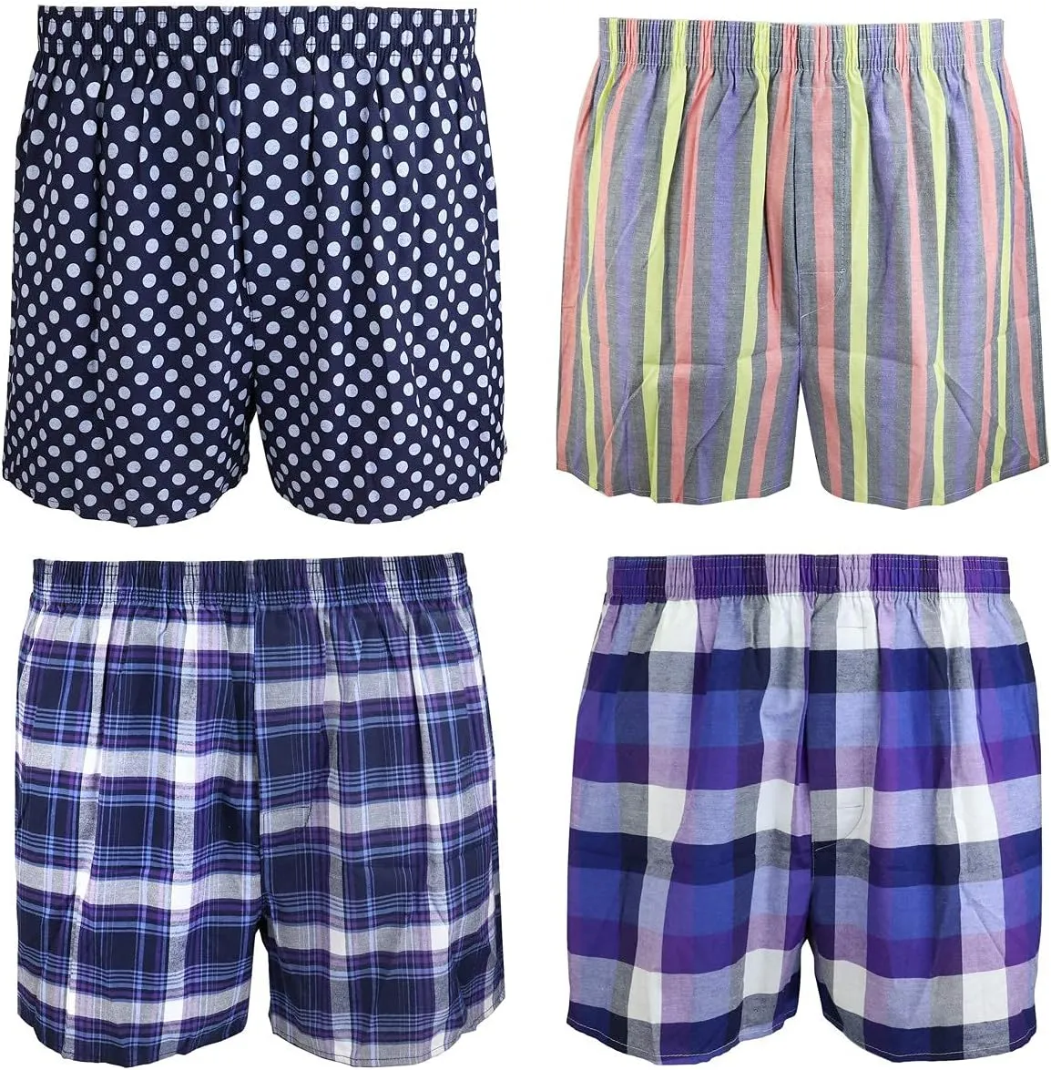 Falari 4-Pack Men's Boxer Underwear 100% Cotton Premium Quality