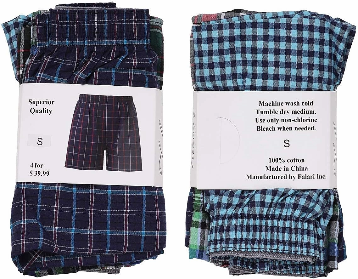 Falari 4-Pack Men's Boxer Underwear 100% Cotton Premium Quality