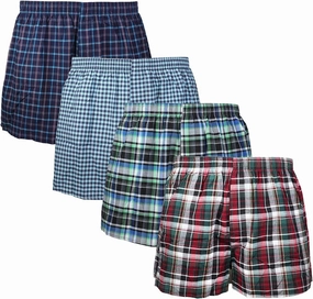 Falari 4-Pack Men's Boxer Underwear 100% Cotton Premium Quality